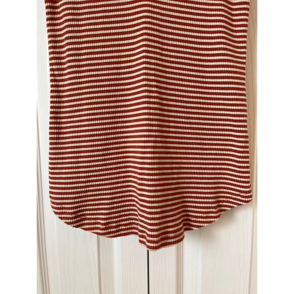 FREE PEOPLE Orange & White Frenchie Striped Cutout Tee Sz Large - Picture 4 of 7